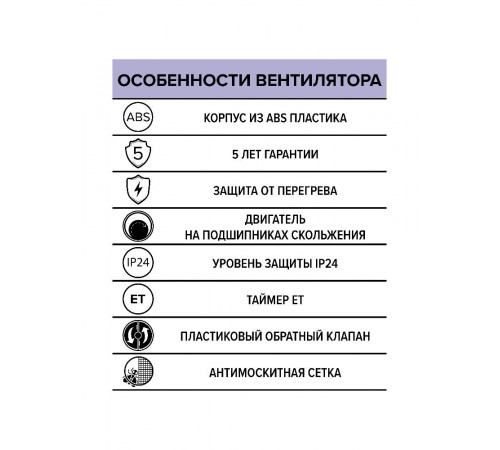 Вентилятор накладной NEO D100 сетка обр.клапан ET ERA