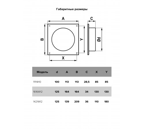 Фланец Ф D100 113х113 пластик ERA